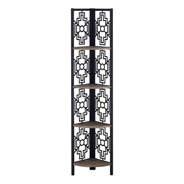 Monarch Specialties Bookshelf, Bookcase, Etagere, Corner, 4 Tier, 62"H, Office, Bedroom, Metal, Laminate, Brown, Black I 3621 - main